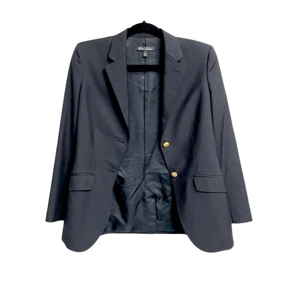 BROOKS BROTHERS Ing Loro Piana & C Wool Navy Blue Button Front Blazer 8P - Picture 4 of 7